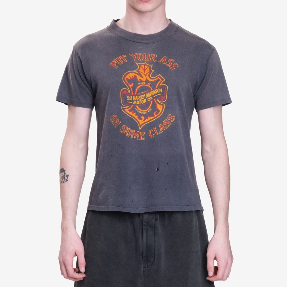 Harley-Davidson Charcoal Short Sleeve Tee with Orange Crest Graphic